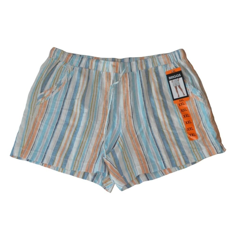 Briggs Women's Striped Linen Rayon Shorts XXL Multi-Color Casual Summer Wear - Picture 3 of 9
